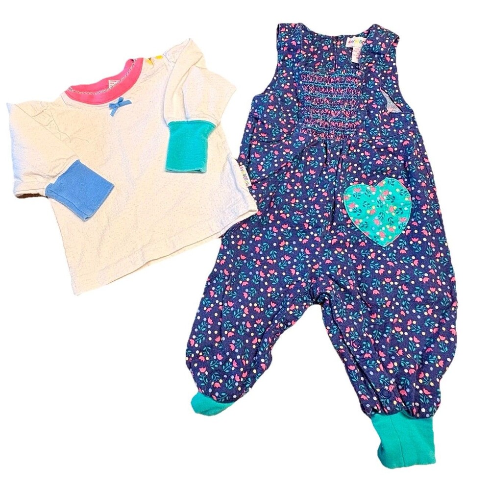 Vtg 1995 Gymboree 6 12m HANSEL+GRETEL Rainbow Tag Smock Romper Overall Lot Tulip